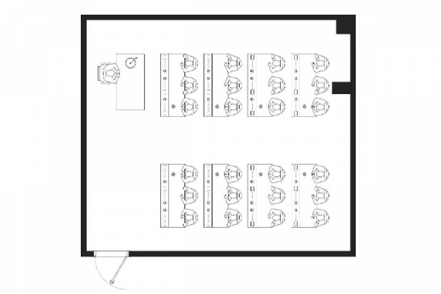 24 Kişilik Fizik laboratuvarlarında uygulanan standart yerleşim planı sıralı sistem yerleşim planıdır. Bu planda her masa üzerine bir adet öğrenci enerji ünitesi konumlandırılmaktadır.